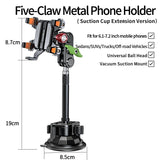LanParte Vacuum Adsorption Five-claw Metal Car Phone Holder for Off-road Vehicle Phone Bracket Suitable for 6.1-7.2 Inch Phones