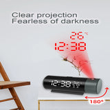 Projection Alarm Clock LED Projector Thermometer Desk Bedroom Bedside 180° Rotation Digital Dual Alarm Clock USB Phone Charge