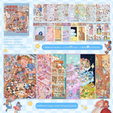 New PET Miniature Scene Collection Cartoon DIY 3D Pocket Cabin Scene Stickers Visual Stacking 3D Landscape Sticker Book