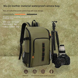 2026 New Waterproof Leather Photography Bag Outdoor Large Capacity Camera Bag Detachable Portable DSLR Backpack