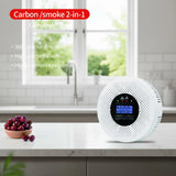 2 in 1 Smoke CO Monitor Quick Response with Real-Time LCD Display Carbon Monoxide Smoke Alert for Home Bedroom Hotel Safety