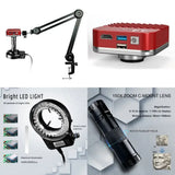 Ultra HD 4K 60fps Digital Microscope for Industrial Inspection Video Camera with 150X Zoom Lens LED Illumination External