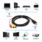 1080P HDMI-compatible Cable AV Cord Converter Adapter  HDMI-compatible to 3 RCA Video Audio 1.5M For HDMI TV Set-Box DVD Laptop