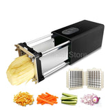 110V-240V 58W Electric Potato Chip Cutter French Fries Vegetable Cutting Machine 2 Blades Stainless Steel Durable Power for Home