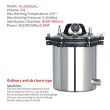 Digital Display Automatic Autoclave Sterilizer Overpressure Self-venting Labs Portable Sterilizer Medical Dental Steamer