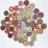 500pcs Mixed Flower Painting Round Wooden Buttons for DIY Sewing Crafting