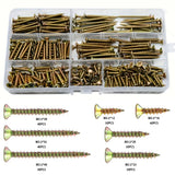 320pcs Wood Screw Kit M3.5 Cross Recessed Fiberboard Screw Zinc Plated Flat Phillips Head Self Tapping Screw for Chipboard