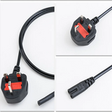 Power Cord With Fuse 1.5M Large 8-Shaped Standard British Style Camera Charger Hong Kong Plug
