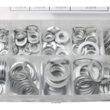 200pcs Oil Drain Plug Gasket White Aluminum Alloy Washer Crush Washers Assortment Kit, Including 9 Sizes - M5 M6 M8 M10 M12 M14