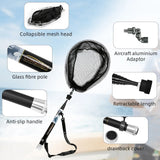 SANLIKE Fishing Net Glass Fibre Handle Rod Telescoping Foldable Landing Net Pole With Adapter Fishing Equipment Tools