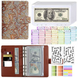 Save Money A6 Budget Binder with Zipper Cash Envelopes Expense Sheets Budget Planner Organizer Cashew Flowers PU Leather