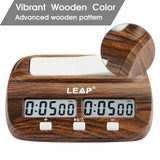LEAP Chess Clock Digital Chess Timer with Delay and Professional for Board Games Timer Wood Grain Color, Model PQ9907S,