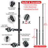Aluminum Alloy Motorcycle Camera Mount Kit for GoPro Insta360 DJI, Heavy-Duty Anti-Theft Clamp Extendable Selfie Stick for Bike