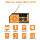 5000Mah Emergency Solar Power Radio USB Charging Hand Crank Dynamo Flashlight FM AM WB NOAA Weather Radio Power Bank