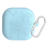 Engraved Flower Protective Skin Cover for Samsung Galaxy Buds4/4Pro Soft Silicone Protector with Keychain Scratch-Resistant