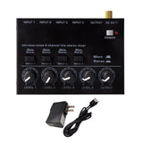 Ultra Low Noise 4 Channel Line Stereo Mixer 4 Input 1 Output DC 5V Mini Audio Mixer For Live Studio Recording