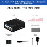 GW-CM5 Expansion Board With Dual Ethernet Ports, Aluminum Alloy Case For Compute Module 5, US Plug