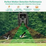 A280W 64MP WIFI Wildlife Game Trail Camera Photo Traps wtih No Glow LEDs 120 Degree Wide Detection Angle, App Settings
