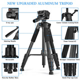 New style Tripod, Tripod for Camera and Phone, Aluminum Professional Tripod Stand with Carry Bag and Phone Holder