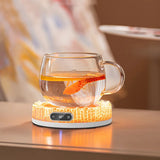 Cup Heater 60W Mug Warmer Electric Hot Plate Lava Shape Warmer Coaster Milk Coffee Heating Pad with Colorful Lights 110V-220V