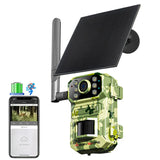 4G Solar Powered Game Trail Camera Photo Traps with Cloud Storage 5W 7800mAH 120 Degree Wide Angle for Wildlife Security