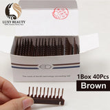 Hair Extensions Tools 6D Hair Buckle Tools 40 Pcs 6D Hairs Extension Machine 6D-2 Hairs Comb Medium Brown Beige Black Color Hair