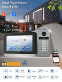 6-family Apartment Intercom Video Doorbell with RFID Card Unlock 7inch Touch Screen 4 Wired Tuya WiFi Video Door Phone System