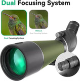 20-60x80 HD Waterproof Telescope BAK4 Outdoor Monocular Birdwatching Spyglass for Camping with Dual Focus System 80mm FMC Lens