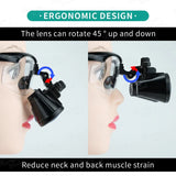 E Medicals Binoculars Eye loupe Glasses lab Loupe Led Head Light Lamp