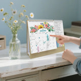 Decorative Desk Calendar Triangular Support Exquisite Patterns Custom Planner Binding Calendar Stable Support Office Calendar