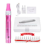 Dermapen Microneedling Pen with 12pcs Screw Drag Cartridges Screw Mesotherapy Treatment Professional Micro Needles Skin Care