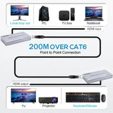 200M HDMI KVM Extender Over IP RJ45 Ethernet Cat5e Cat6 Cable Video Transmitter and Receiver Support Laptop USB Mouse Keyboard