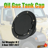 Car Fuel Filler Door Cover Aluminum Alloy Fuel Tank Cap Cover Black Oil Gas Tank Cap for  Wrangler JK 2007-2017 Accessories