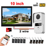 1080P 10 Inch 7" Touch Screen Wifi Video Doorbell, Smart TUYA Home Video Intercom 32G Card Rceord Kit Monitor ID Unlcok 2 Wire
