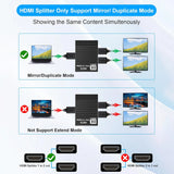 8K 1x2 HDMI Splitter 1 IN 2 Out Dual Display 1 To 2 Splitter 8K60hz 4K120hz 1080P240hz Video Distributor for PS5 Laptop PC To TV