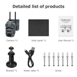 4G Solar Powered Trail Camera PTZ Camera with 12X PIR Human Detection HD 6MP IP Camouflage WIFI Cameras For Outdoor Security