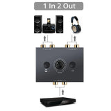 Audio Switcher Splitter Bi-Directional Audio Switcher With Mute Button 2x1 / 1x2 L / R RCA Stereo Switch Splitter