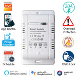 Tuya WiFi 20A Smart Switch Circuit Breaker APP Remote Control Power Monitor Overload Protection Work with Alexa Google Home