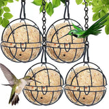 4pcs fat ball Holders, Hanging Bird feeders, Metal Bird Feeders with S-shaped hooks, wild Bird Feeding Dispenser 7 cm Diameter