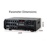 AV-326BT 2.0 Channel Professional Karaoke Amplifier 300W 12V/220V HIFI Amplifier With Display Screen 5-band Equalizer Adjustment