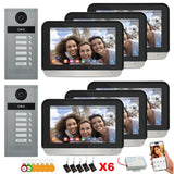 6-family Apartment Intercom Video Doorbell with RFID Card Unlock 7inch Touch Screen 4 Wired Tuya WiFi Video Door Phone System