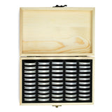 Durable 50 Pcs Coin Holder Case With Wooden Storage Box Coin Display Case Round Coin Capsules Commemorative Coin Holder