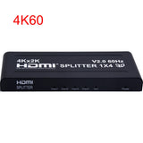 4K 60Hz HDMI Splitter 1x4 Video Splitter HDMI2.0 3D 1 in 4 Out Same Display Video Converter for PS4 Camera PC To TV Projector