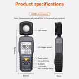 LODESTAR LD383 Digital Lux Meter Illuminance Meter Handheld Ambient Temperature Measurer with Range up to 200,000 Lux Luxmeter