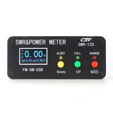 1.8MHz-50MHz  0.5W-120W SWR HF Short Wave Standing Wave Meter SWR and Power Meter + Battery + OLED FM AM CW SSB