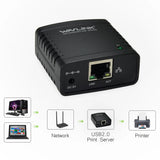 USB 2.0 LRP Print Server Share a LAN Ethernet Networking Printers Power Adapter USB HUB 100Mbps Network Print Server