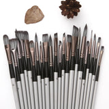 24pack Paint Brushes Set Flat Assorted Tip Paint Nail Art Pens for Beginners