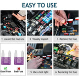 120pcs Mini Fuse Set ,Motorcycle Fuses Assortment Kit -Mini Size(2A/3A/5A/7.5A/10A/15A/20A/25A/30A/35A) for Camper SUV Truck
