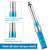 Spoke Torque Wrench, 2-10 NM Motorcycle Spoke Wrench Set, Steel Torque Wheel Spoke Spanner with Storage Box, 5.0-6.8mm