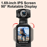 Pocket Camera 5K High-Definition Sport Camera with Image Stabilization for Outdoor Hiking Handheld Clip Cycling Action